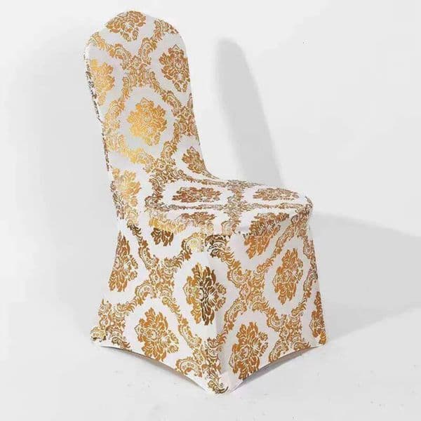 2026 Dining Covers Bronzing Gold Silver Flower Print Removable Washable Spandex perfume Stretch Decorative cologne Chair Slipcovers Wedding Free Shipping 6 16
