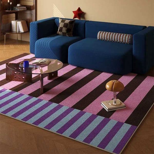 VIKAMA Retro Dopamine Living Room Carpet Anti-slip and Stain-resistant Sofa Coffee Table Pad Bedroom Side Rug Home DecorationJ260525
