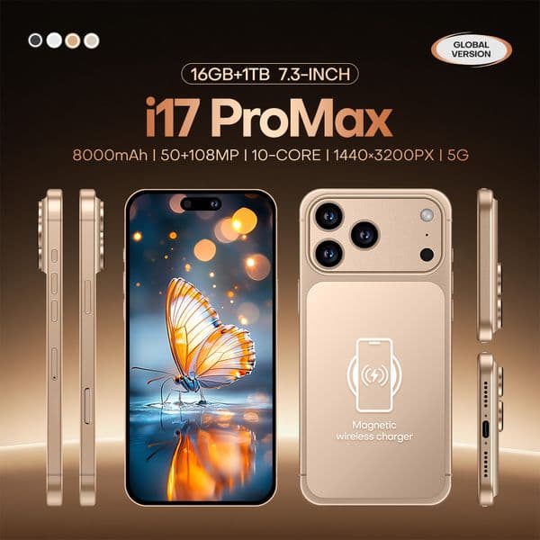 New i17Pro Max Original global version Snapdragon 8 Elite 12core 5G smartphone 6.9-inch incell screen resolution:1440*3040 pixels 72MP+108MP Fast Charging iOS system