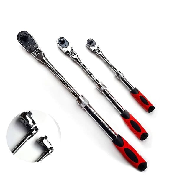 Durable Chrome Vanadium Steel Ratchet Wrench Set 72 Teeth, Telescopic Handle, Quick Release - 1/2, 3/8, 1/4 Inch for Car, Moto ddmynov