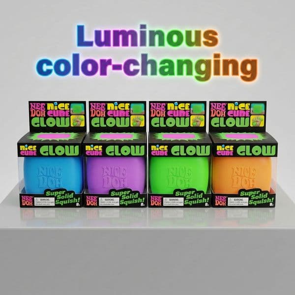 New Nee Doh Schylling Maltose Fluorescent Ice Cube Pinch Fun Sensory Toy TPR Soft and Durable Stress Relieving Squeezing Toy By Sea