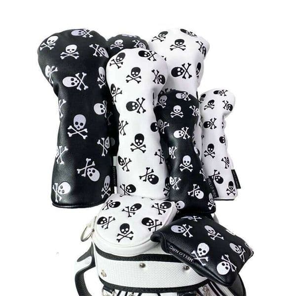 Golf Club Head Cover Driver Fairway Wood Hybrid Putter Blade Square Mallet #1 #3 #5 PU Leather Skull Waterproof Adjustable Label W260526