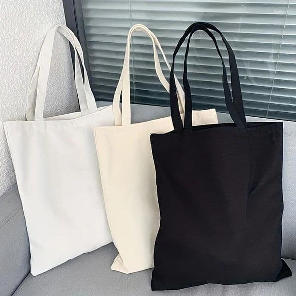 Shopping Bags Simple And Casual Solid Color Canvas Material Large Capacity Women's Handheld Shoulder Bag For Travel