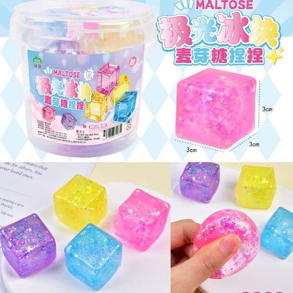3.5cm Maltose Cube Stress Squeeze Toy Decompression Small Ice Cubes Anti Stress Slow Rebound Polar Light Colorful Squeeze TPR Block Fast Shipping