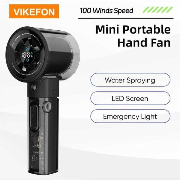 Protable Mini Handheld Fan 100-Gear Cool Water Spraying Fan 3000mAh LED Display Outdoor Emergency Light For Concert Live Party Z260526