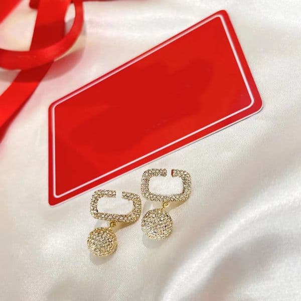 Fashion 18K Golden Diamond Pendant Charm earrings Arecchini Ladies Luxury Designer Earrings Wedding Party Gift Jewelry With Box