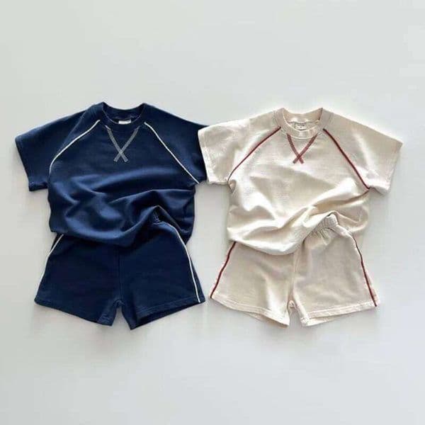 Korean Style Newborn Baby Boys Girls Sport Wear Clothing Suit Short Sleeved Cotton Solid Color T-shirt+Shorts Children Tracksuit 26W0523
