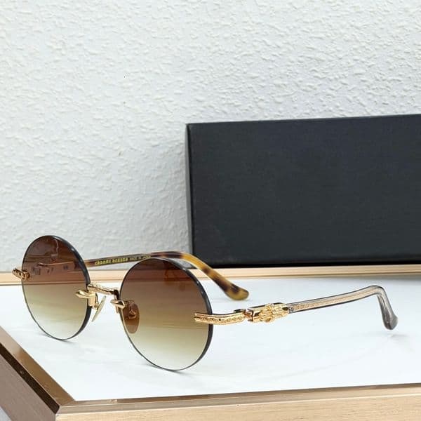 New Chrome Eyewear NIP AZDX Designer Sunglasses Luxury Brand Top Quality Fashion Classic UV400 Round Rimless Sunglasses for Men Women With Original Box Size 55-21-141