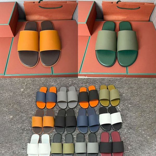 New Arrivals Slippers Mules Sandals Slides Flip Flops Hot Sale Patent Leather Rubber Slipper Daily Leisure Footwear EU46 1123