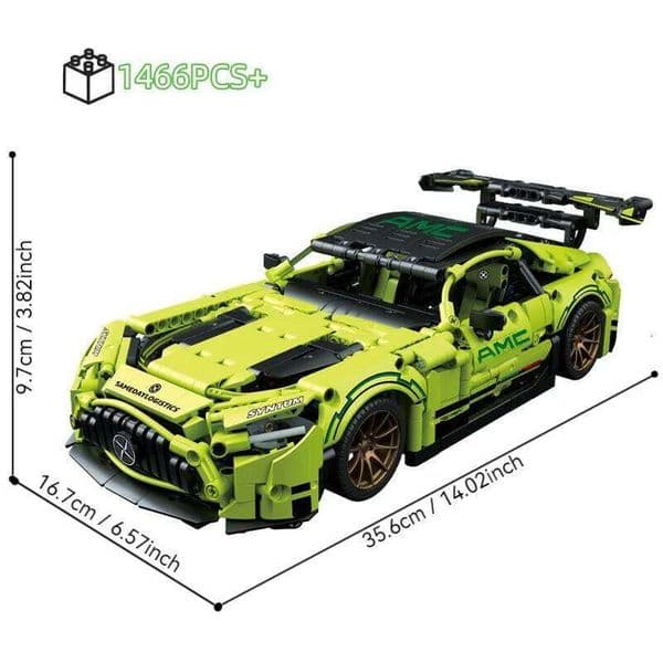 NEW Technical 1:14 Green AMG GT50 Racing Car Building Blocks Set - 1466PCS Model Kit for Boys & Adults Collectible Birthday Gift 26Y0526