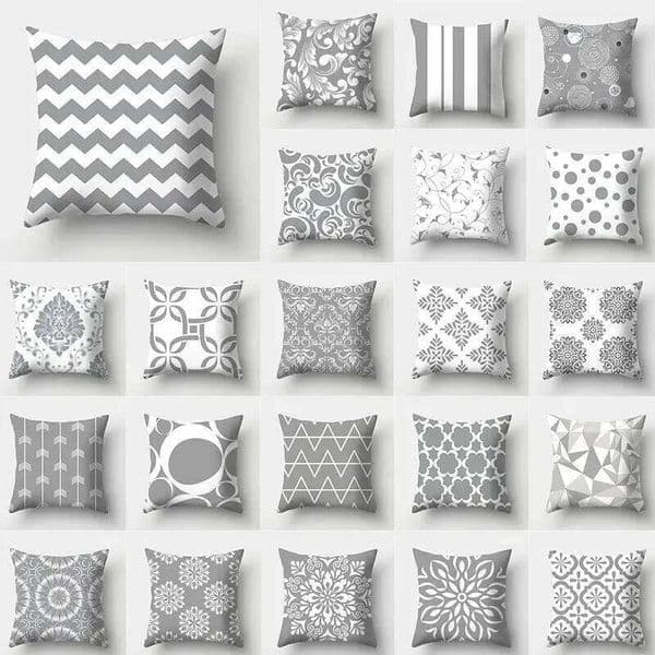 Pillow Case Home Decor Stylish Gray Digital Print Covers Pattern Cushion Suitable for Sofa Bedroom Car Pillow Cover 26Y0526
