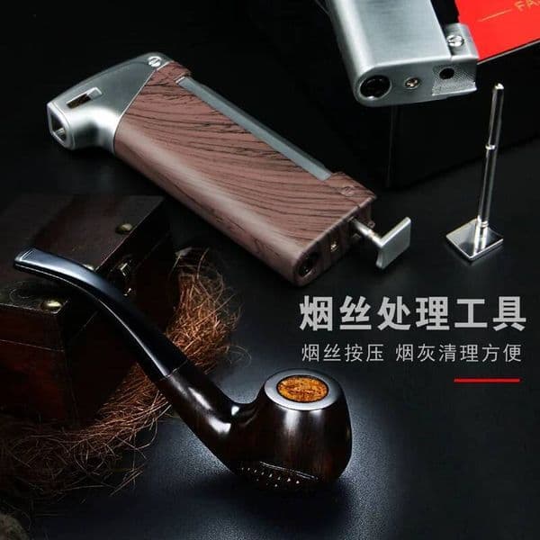Pipe Specific Oblique Fire Inflatable Open Flame Lighter With Pipe Pressure Rod Needle Tool