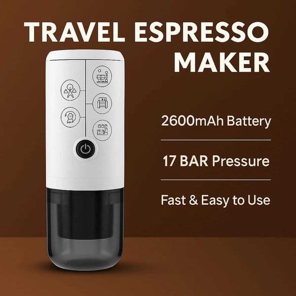 Portable USB Rechargeable Espresso Coffee Maker 17Bar Pressure For Travel Outdoor Car Compatible With Capsules/Ground Coffee L260526