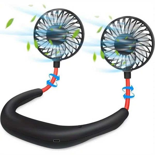 Portable neck fan rechargeable USB personal double head rotatable small fan suitable for office readingtravel outdoor sport Z260526