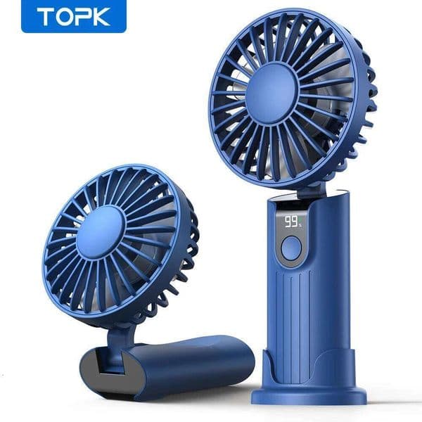 TOPK 5000mah Mini Portable Fan,USB Desk Electric Fan,Small Personal hand Fan with USB Rechargeable Cooling Folding Fans for Room 26L0526