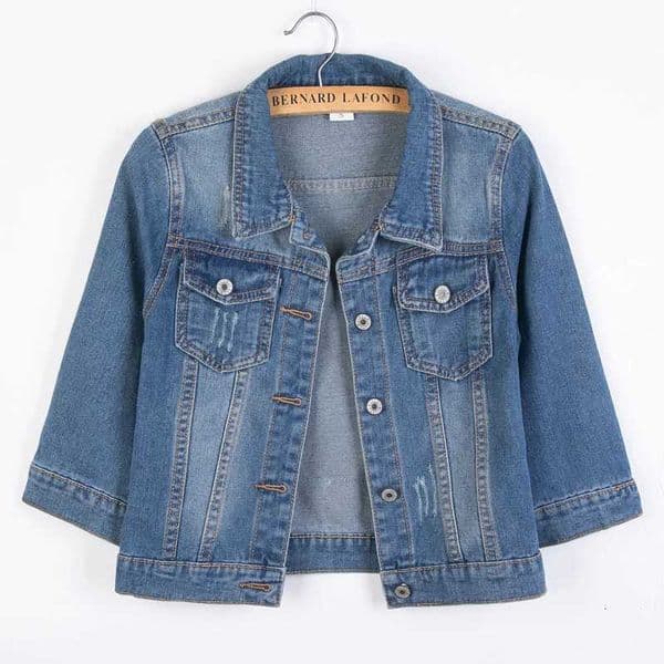 Women Denim Jackets Spring Summer Three Quarter Sleeve Short Jean Jacket Fashion Female Pockets Slim Outerwear M260525