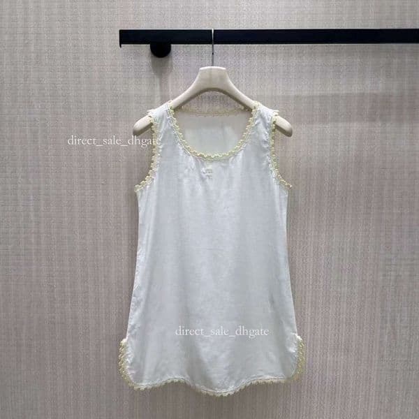 Designer 26 Summer New Style Letter Embroidery U-Neck Lace Trim Sleeveless Camisole Dress 94e4 47a5