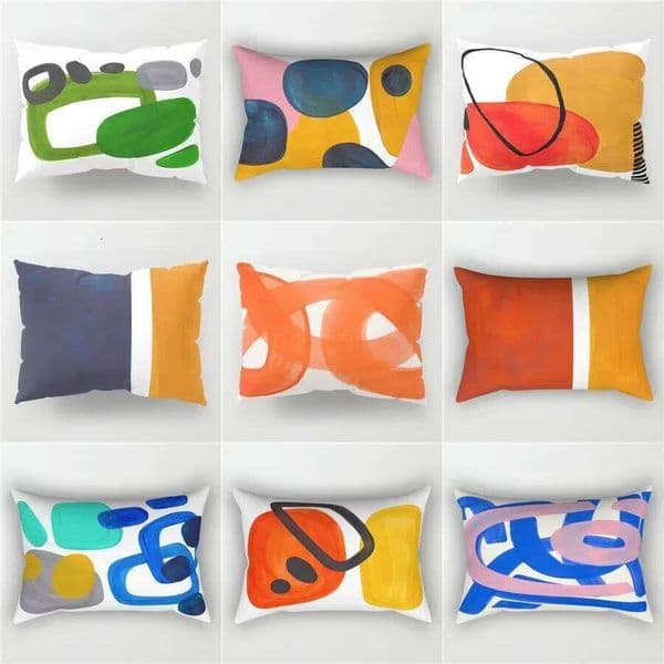 Geometric Lines Painted Pattern Print Decoration Bedroom Living Room Office Waist Support Home Rectangular Pillowcase 26Y0526