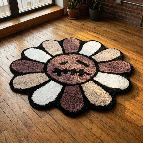 Sunflower Tufted Carpet Aesthetic Bathroom Antislip Area Rug Cactus Flower Mat Bedroom Rug Living Room Decoration Ornament W260525
