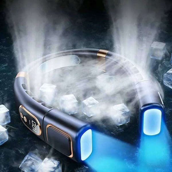 New Portable Hanging USB Mute LED Digital Display Leafless Mini Electric Colorful Atmosphere Lights Cooler Neck Fan 26L0526