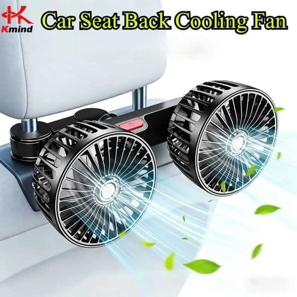 KMIND Dual Head Car Seat Back Cooling Fan USB Charging 360 Degree Rotating Portable Cooler 3-Speed Super Wind Car Accessory Z260526