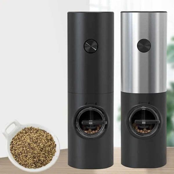 Electric Automatic Salt and Pepper Grinder Set Rechargeable/Battery Powered Adjustable Coarseness Spice Mill with LED Light L260526