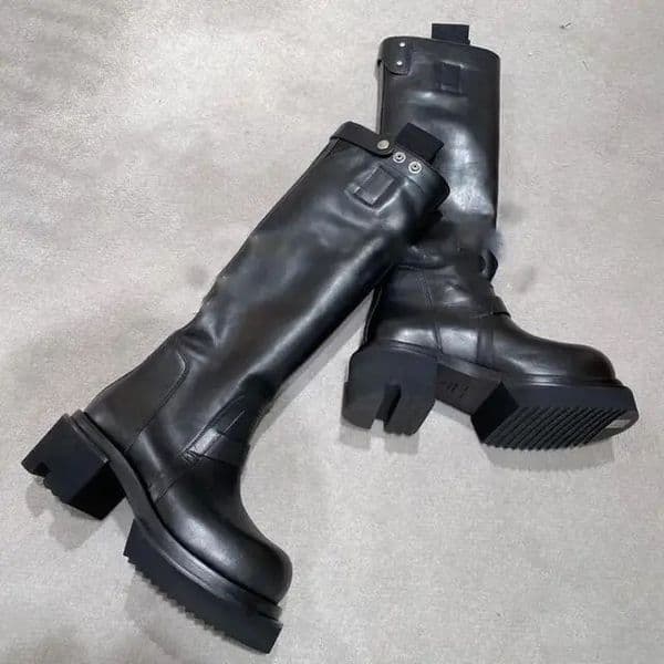 Designer Knee High Rock Tactor Platform Men Genuine Leather Boots Fashion Horsehair Designer Boot