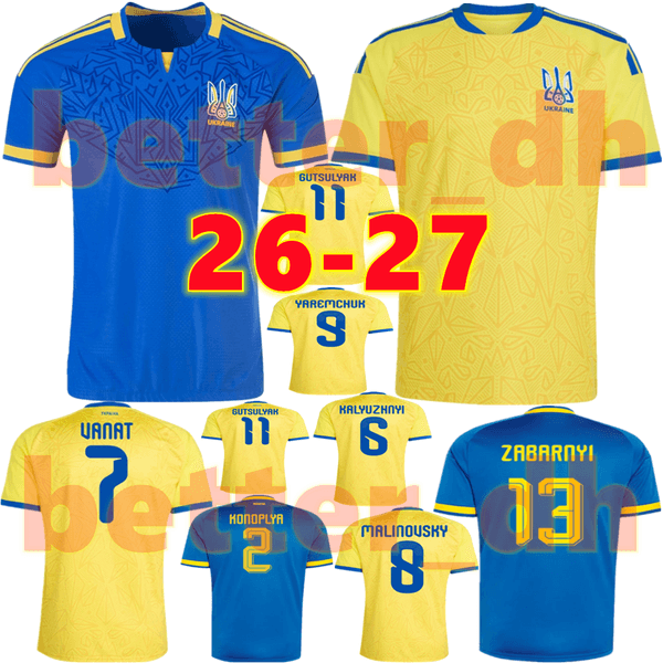 26 27 Ukraine Soccer Jerseys national team MATVIYENKO MYKOLENKO ZABARNYI KONOPLYA BONDAR VANAT 1997 97 Ukraine Retro Football Shirt Short Sleeve Uniformss