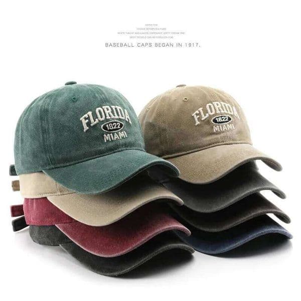 Vintage Washed Cowboy Baseball for Men Women FLORIDA Embroidery Sun Cap Casual Snapback Hip Hop Curved Brim Soft Top Hat 26Li0523