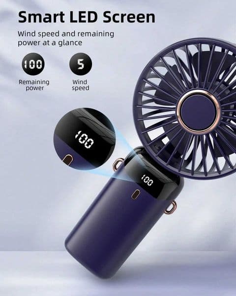 Portable 2-In-1 Handheld Desktop Fan 90 Adjustable Mini Fan with 5-Speed Powerful Airflow for Office Z260526