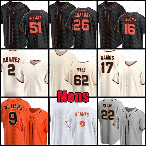 Rafael Devers Baseball Jersey Jung Hoo Lee Matt Chapman Heliot Ramos Willy Adames Logan Webb Randy Rodriguez Grant McCray Patrick Bailey Matt Williams Robbie Ray