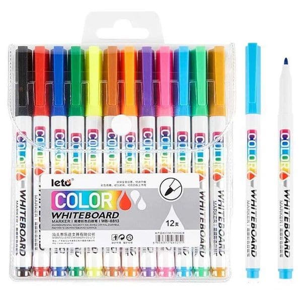 12 Color Whiteboard Markers Pen Fine Tip Dry Erase Marker Pen for Kids Graffiti Writing Drawing Office School Calendar Boards L260525