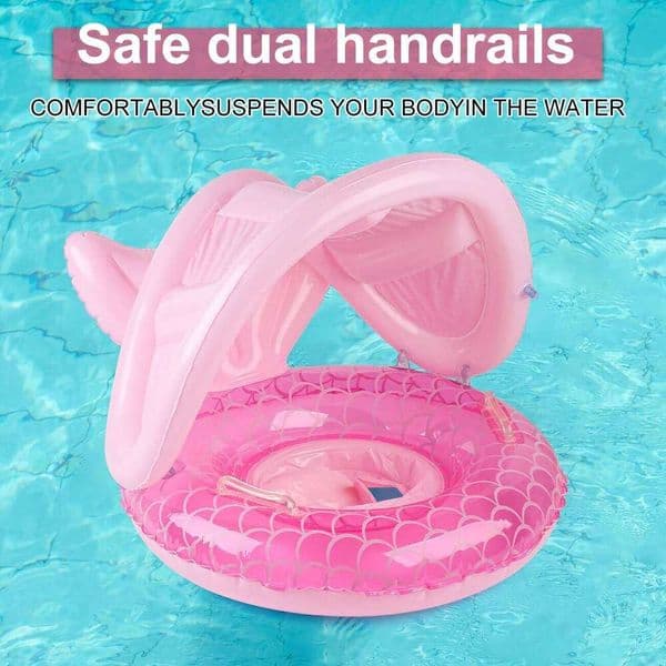 1PC Canopy Swim Ring, Pool Float Safety Seat, Water Floating Ring with Sun Protection W260518