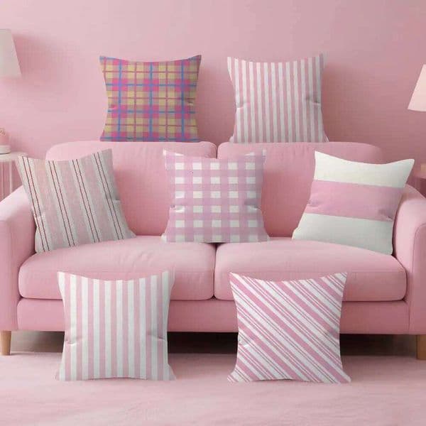Pillow Case ART Pink Stripes ins Anime Sofa Bed Head Pillow Cushion Cover 26Y0526