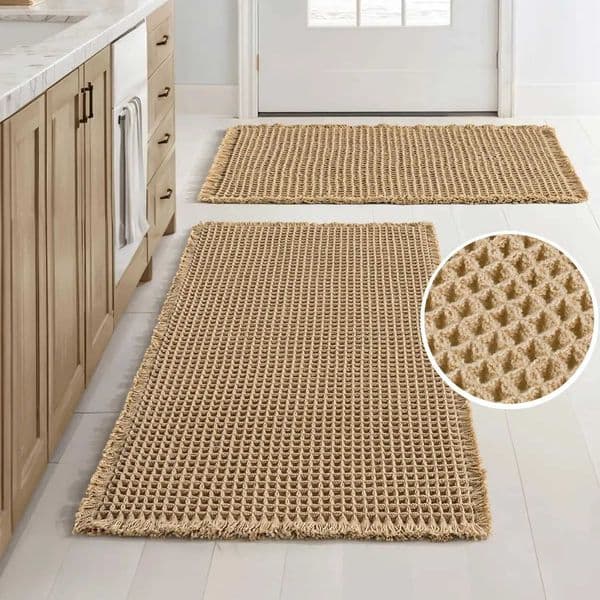 Waffle Bathroom Rugs Boho Bath Rugs Non Slip Washable Absorbent Bath Mats Ultra Soft Shower Mat for Bathroom Floor Tub Carpet W260525