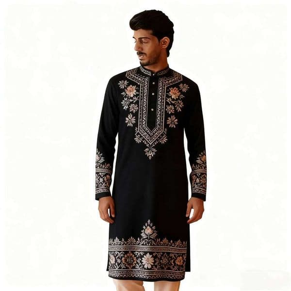Muslim Caftan Men'S Robe Long-Sleeved Ethnic Style 2026 Stand Collar Arabic Clothing Dubai Moroccan Kaftan J260526