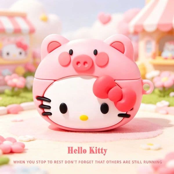 Cute Hello Kitty Silicone Earphone Case for AirPods 1 4 3 2 Pro Bluetooth Wireless Earbuds 3D Protective Shockproof Cover T260525