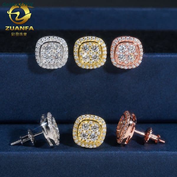 ZUANFA Hot-Selling New S925 Silver Round Moissanite Stud Earrings Classic Earrings for Men and Women
