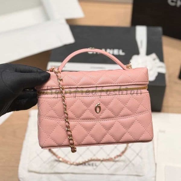 High quality L P Enamel handle kel Cases Chain Bag Shoulder bag Handbag CC Makeup Box Vanity BagTote Caviar Sheepskin Cosmetic Case Women Designer Crossbody