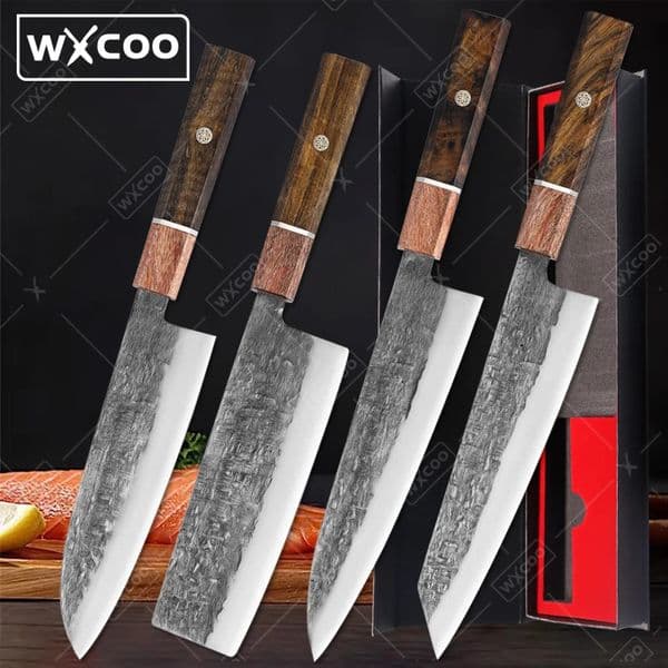 WXCOO Japanese Kiritsuke Chef Knife Stainless Steel Sharp Meat Vegetable Cleaver Butcher Handmade Professional Kitchen Knives 260526