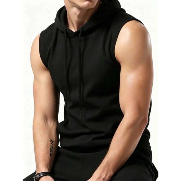 Men's Sleeveless Hoodie Tank Top 4-Color Optio Solid Gym Workout Hooded Vest Spring Summer Sports Muscle Tee for Fitness Running W260522