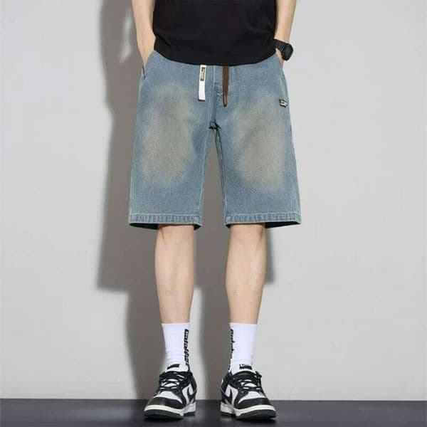 Men's Trendy Vintage Style Washed Straight Fit Denim Shorts Summer Hot Sale Korean Casual for Men Short Pants