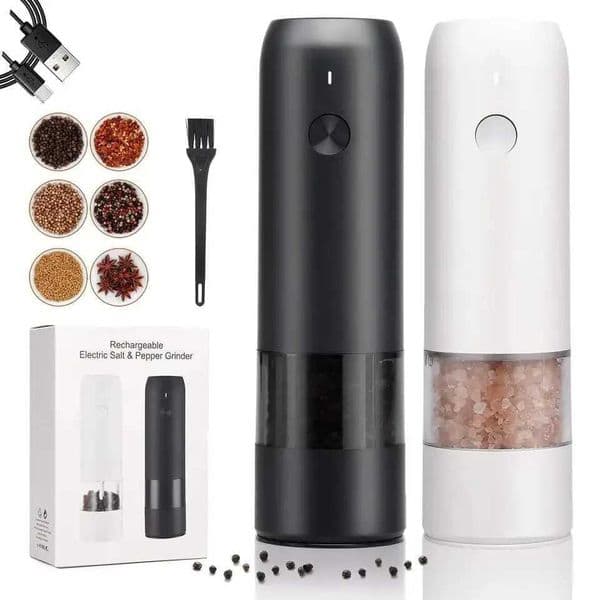 Electric Automatic Salt and Pepper Grinder Set Rechargeable With USB Gravity Spice Mill Adjustable Spices Grinder Kitchen Tools L260526RON6