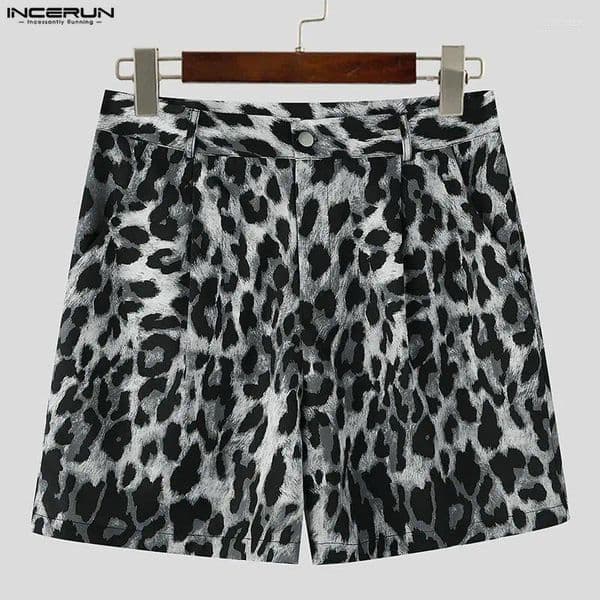 Men's Shorts INCERUN Leopard Printing Button Joggers Casual Men Bottoms Summer Streetwear 2026 Fashion Leisure For Man