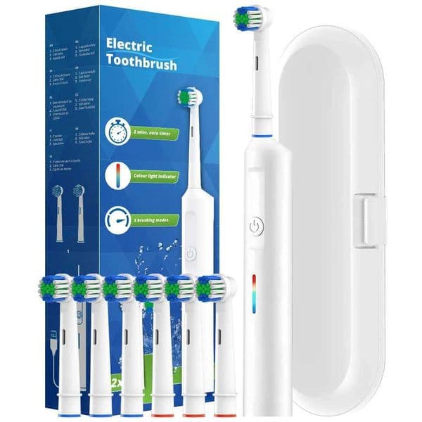 Smart Rotary Electric Toothbrush Rechargeable Rotating Toothbrushes with 6 Heads Compatible with Oral B Replacement Brush HeadL260526