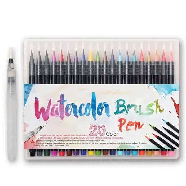 201 Watercolor Brush Pen Set - Premium Nylon Bristle Tip Vibrant Colors for Painting Calligraphy Art Projects Crafting L260525