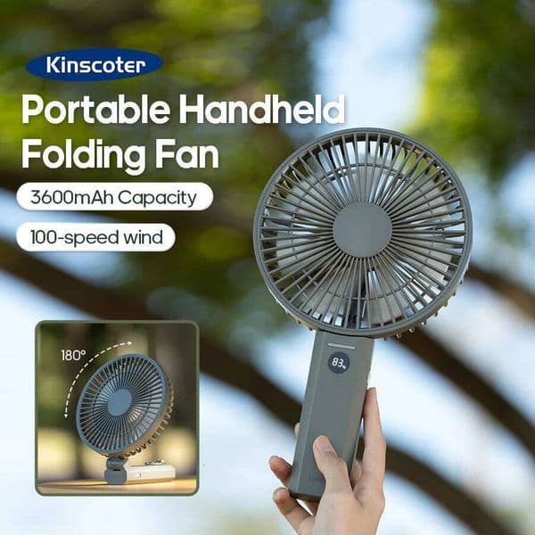 New Portable Folding Handheld 3600mAh Desktop Rechargeable Fan 100-speed Wind Angle Adjustable for Home Outdoor Travel 26L0526