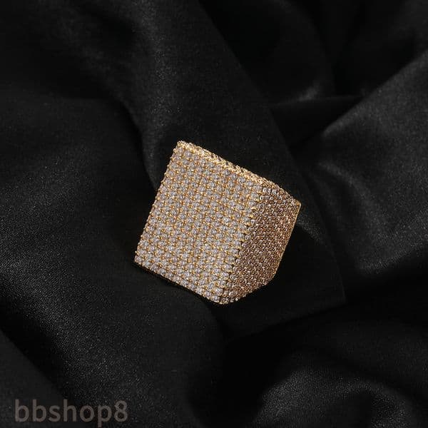 VVS sapphire square full-cut diamond ring - Men's bold diamond ring - Suitable for rock and rap wear - Passed GRA test - Daily wear jewelry