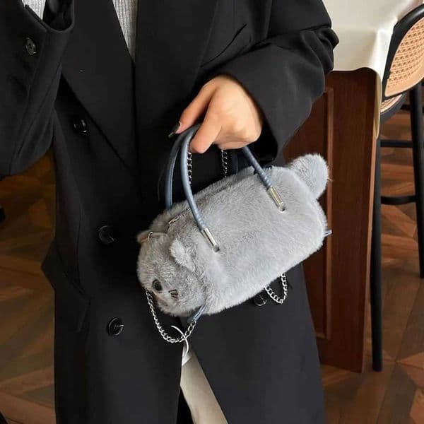 Cute Cat Handbag Plush Large Capacity Shoulder Crossbody Bag Chain Strap Multicolor Bucket Bag Fashion Designer Womens Bag M260525