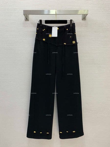 Popular printing women Jeans Four Seasons lady coat women designer clothes cowboy patchwork wide leg pants A205X05N249